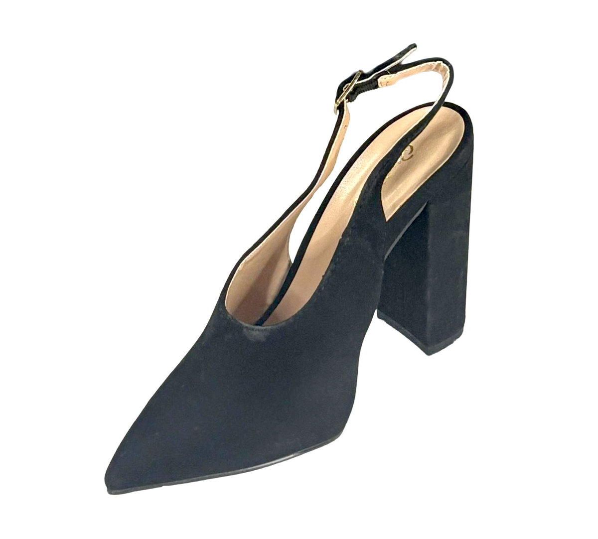 Qupid Signal-26 Women's Black Slingback Pointed Toe Heels