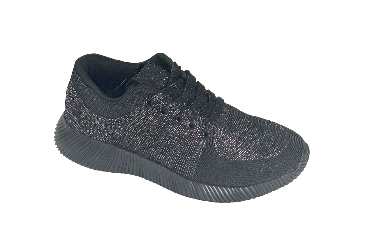 Qupid Spyrock-01 Metallic Knit Sneakers Lightweight Casual Shoes