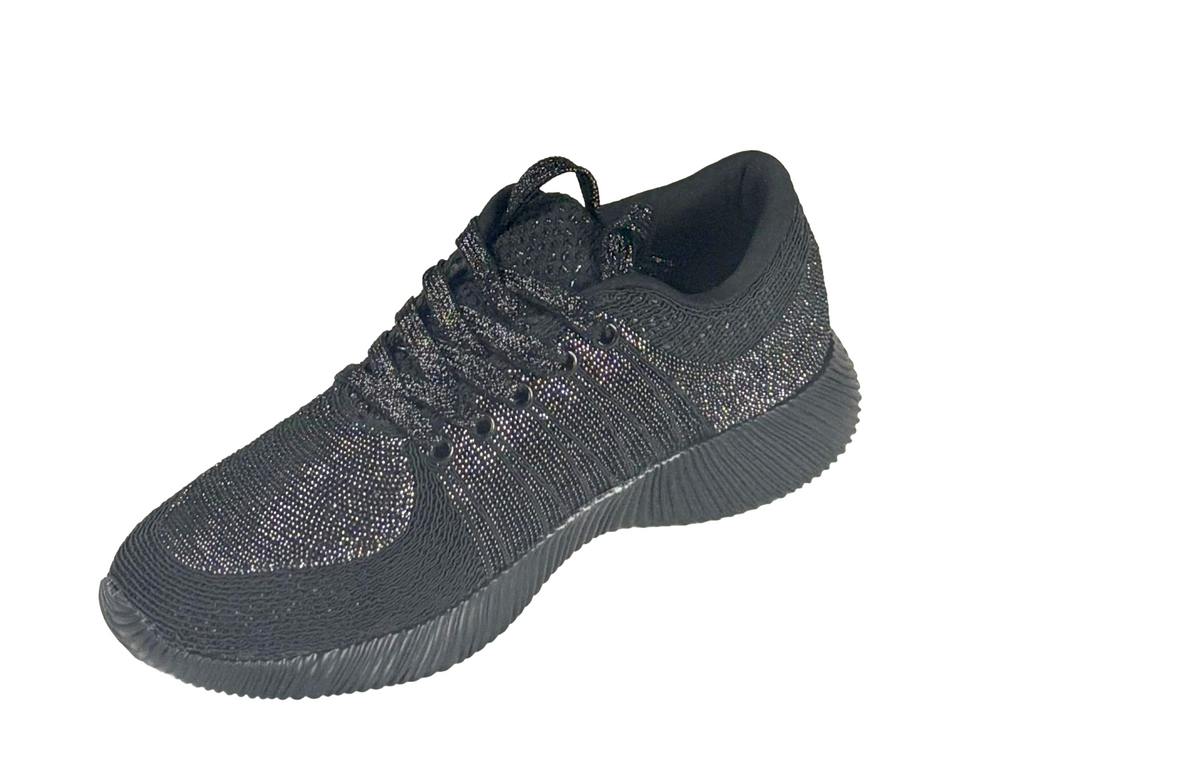Qupid Spyrock-01 Metallic Knit Sneakers Lightweight Casual Shoes