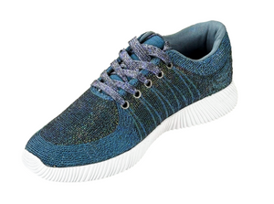 Qupid Spyrock-01 Metallic Knit Sneakers Lightweight Casual Shoes