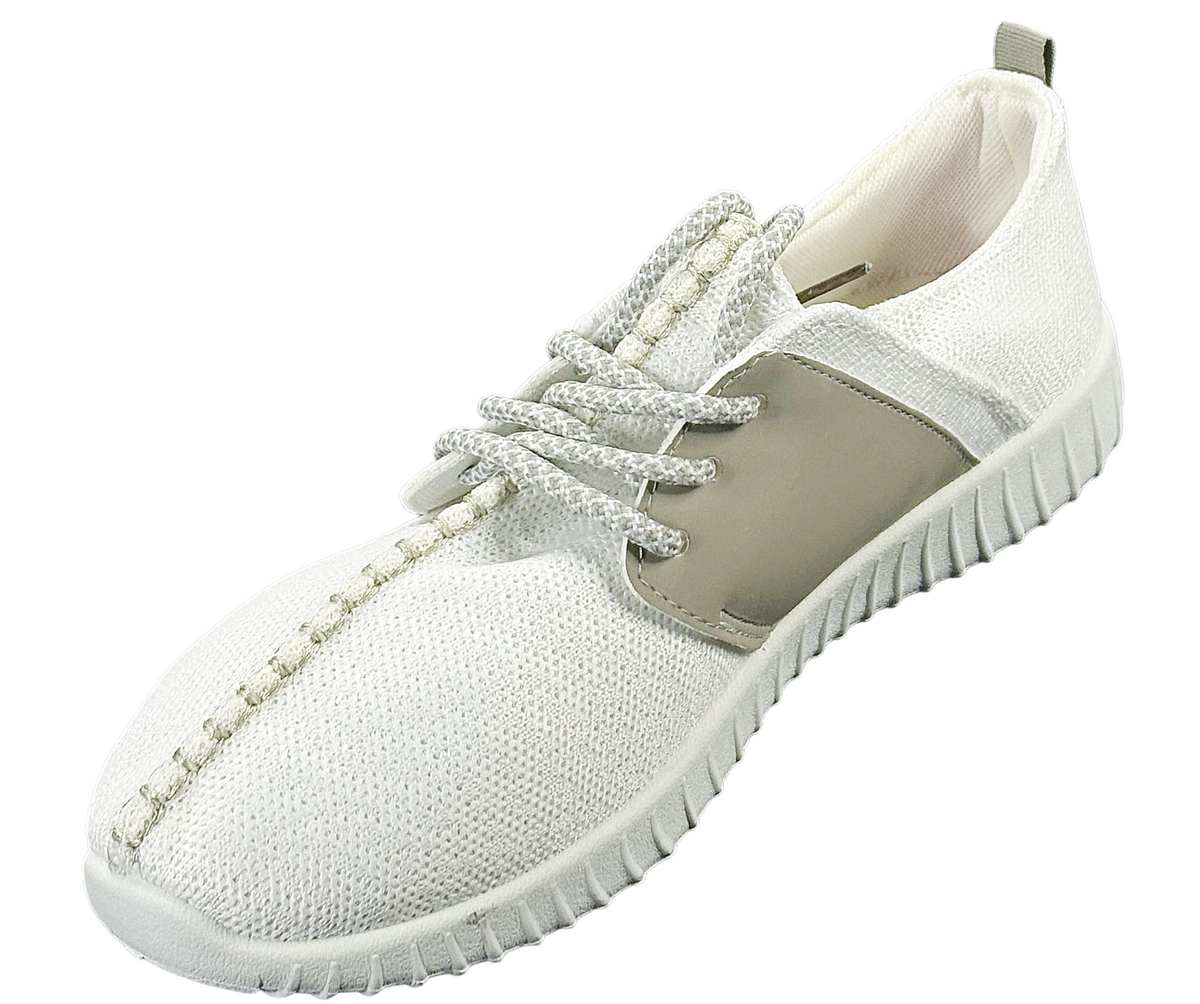 Bamboo Tilt-01S Women's Knit Lace-Up Casual Sneakers