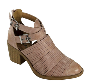 Qupid Tobin-07 Women's Cutout Ankle Bootie Heel