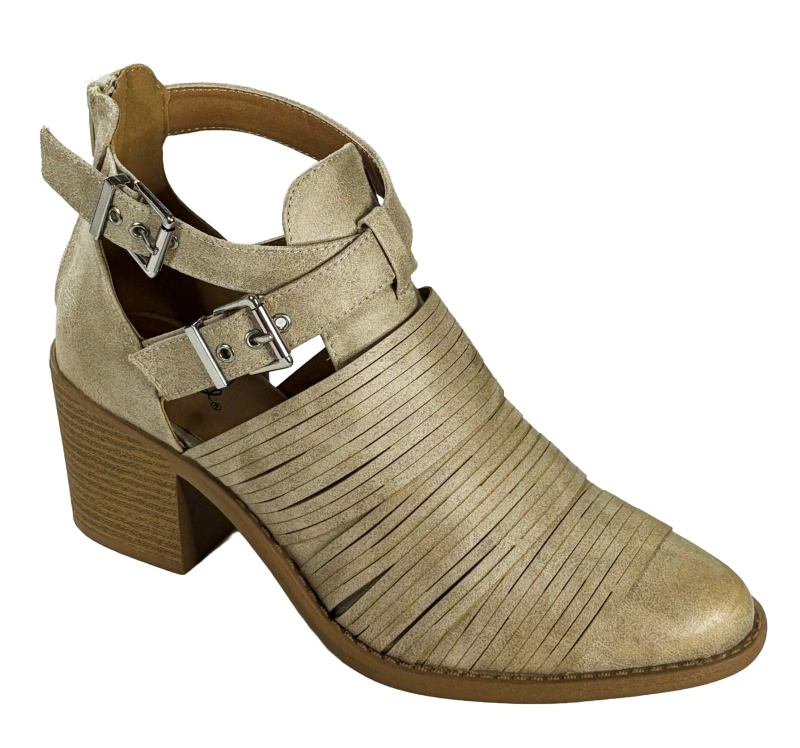 Qupid Tobin-07 Women's Cutout Ankle Bootie Heel