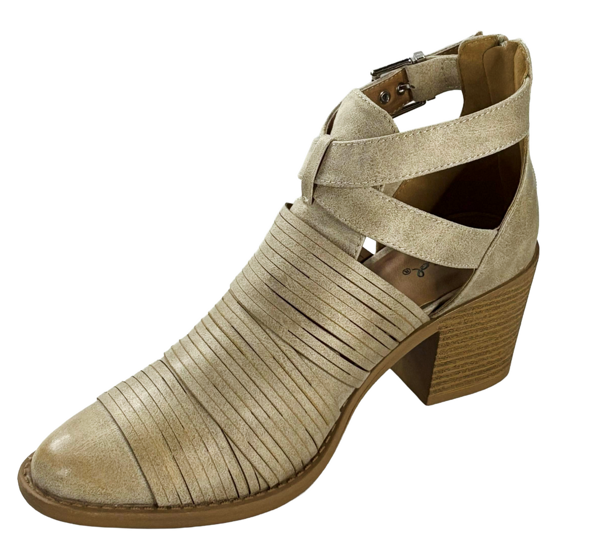 Qupid Tobin-07 Women's Cutout Ankle Bootie Heel