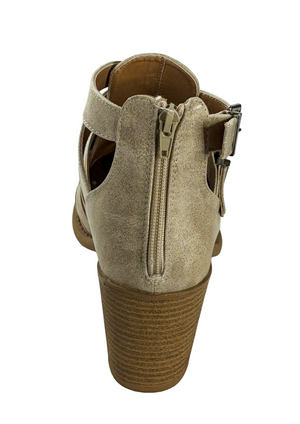 Qupid Tobin-07 Women's Cutout Ankle Bootie Heel