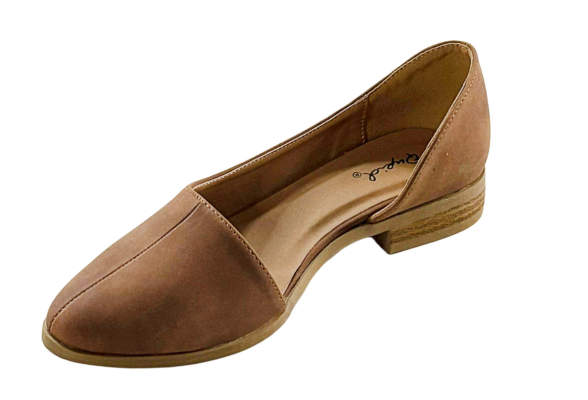 Qupid Tuxedo-74 Women’s Casual D’Orsay Flat Shoes Nude