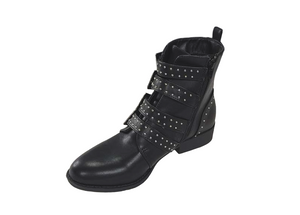 Qupid Vinci-58 Ankle Booties | Multi-Strap Studded Fashion Boots