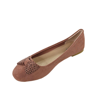 Qupid Walty-02 Women’s Suede Ballet Flats with Bow Accent