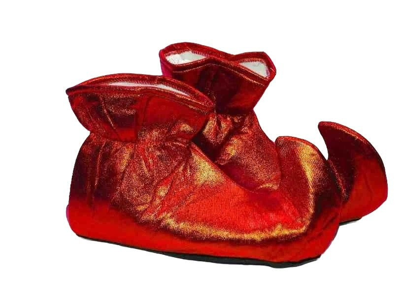 Satin Elf Shoes Red Shiny Christmas Jester One Size Fits Most Adult