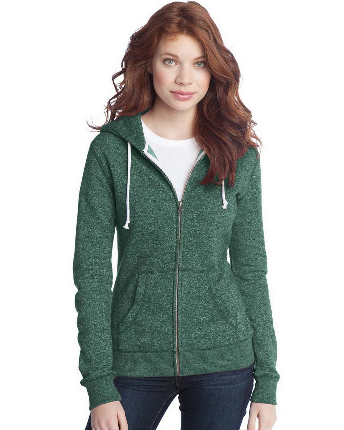 District - Juniors Marled Fleece Full-Zip Unisex Hoodie DT292