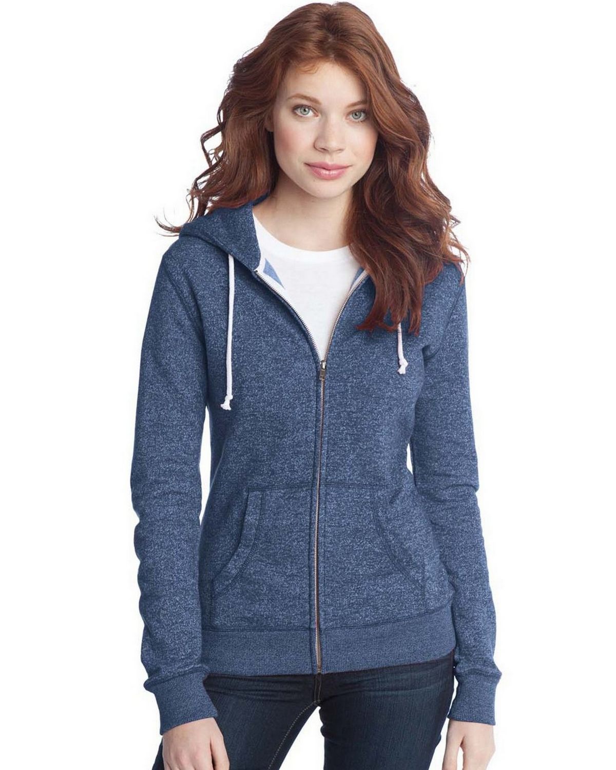 District - Juniors Marled Fleece Full-Zip Unisex Hoodie DT292