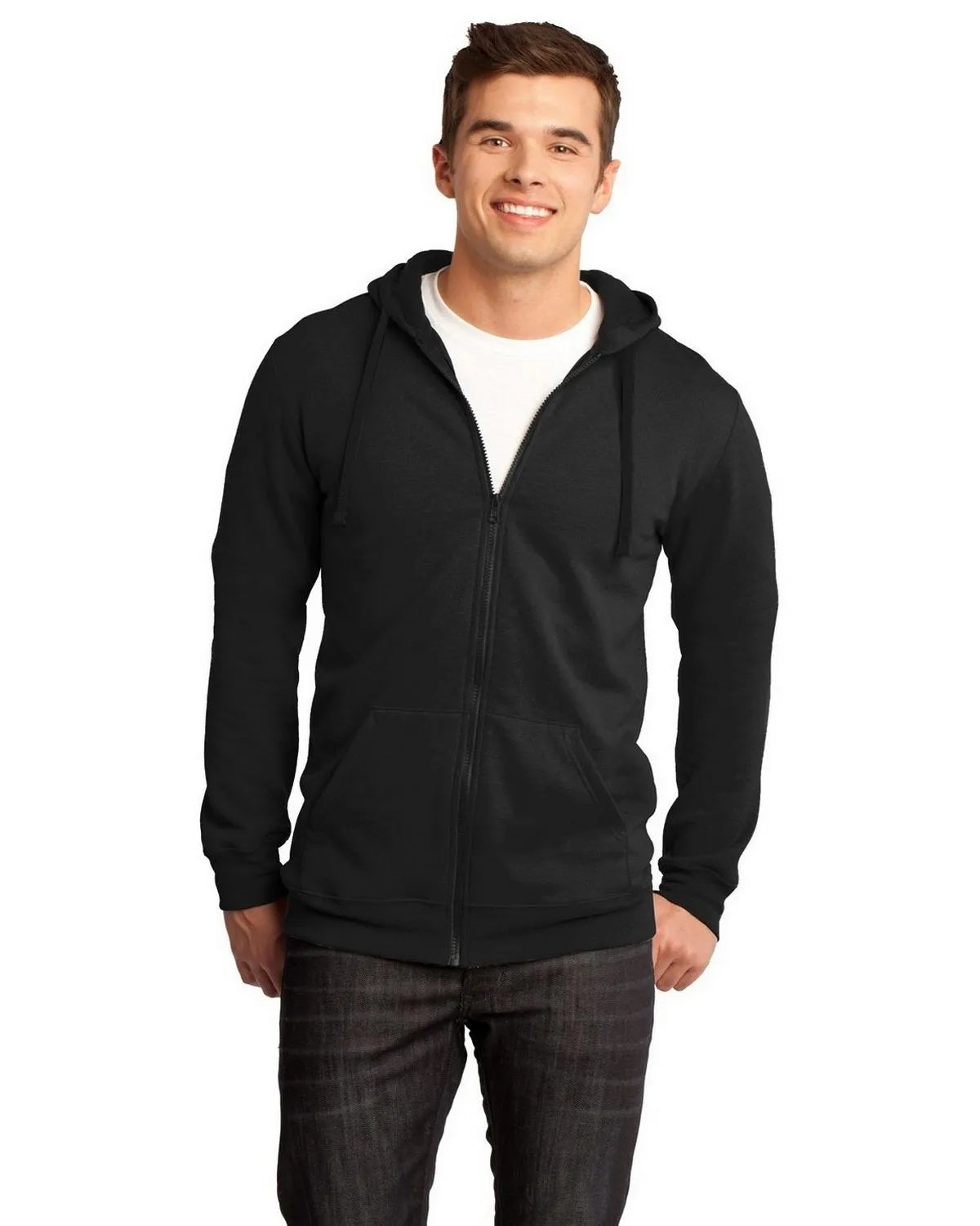 District - Young Mens The Concert Fleece Full-Zip Hoodie. DT800