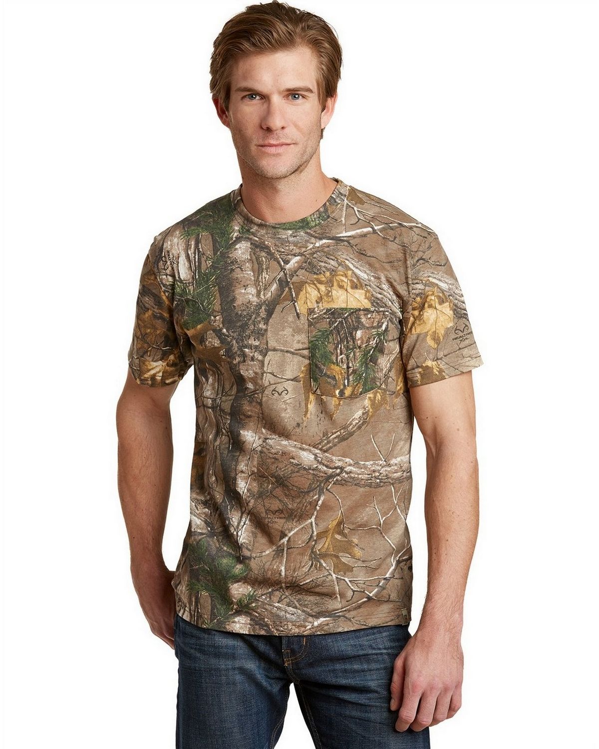 Russell Outdoors S021R Men's Realtree Explorer 100% Cotton T-Shirt With Pocket