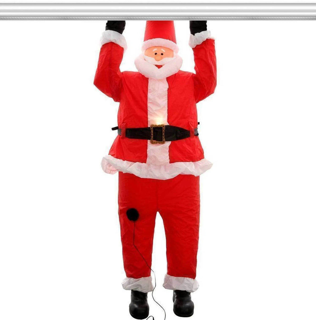 Christmas Gemmy 6.5 ft Realistic Santa Hanging from Roof Airblown Inflatable