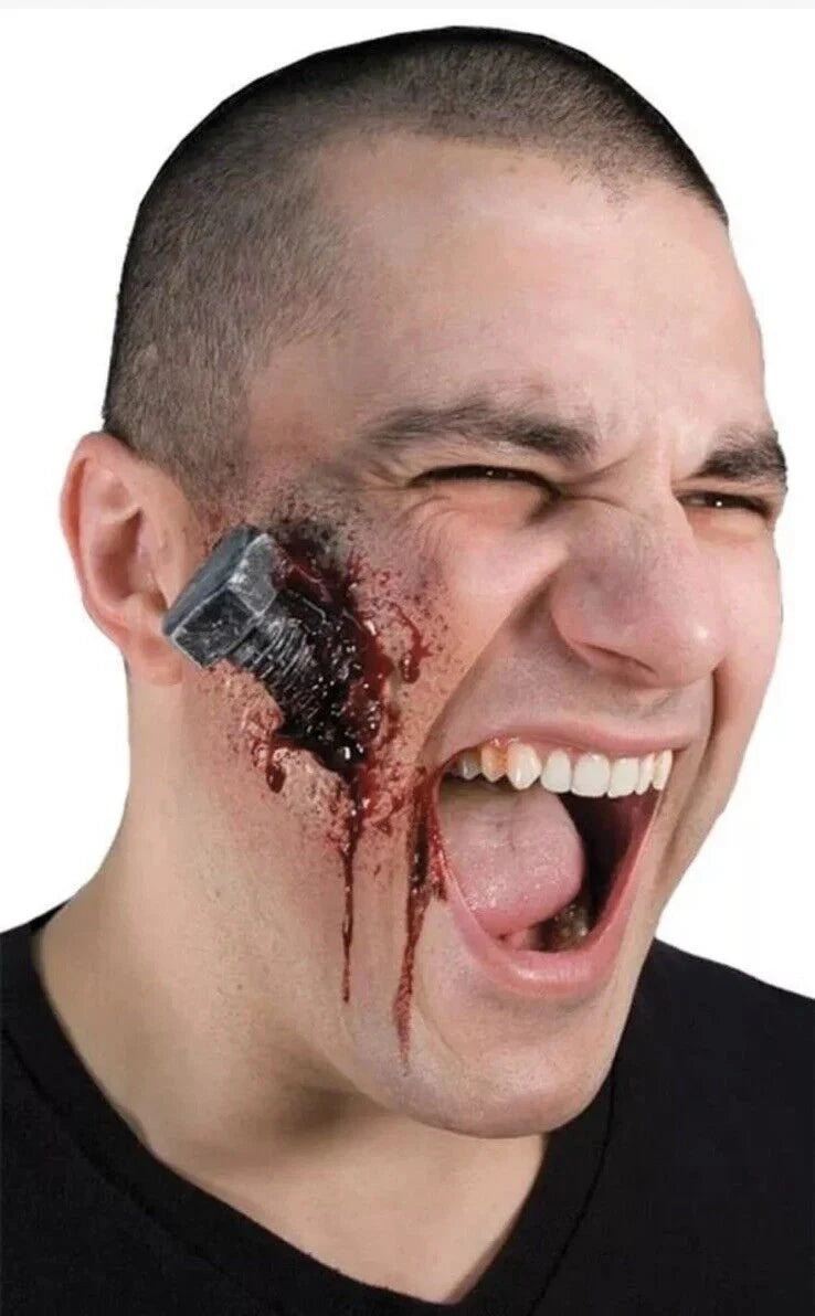 Gory Bloody Bolt Halloween Costume Makeup Accessory Prosthetic Latex Appliance