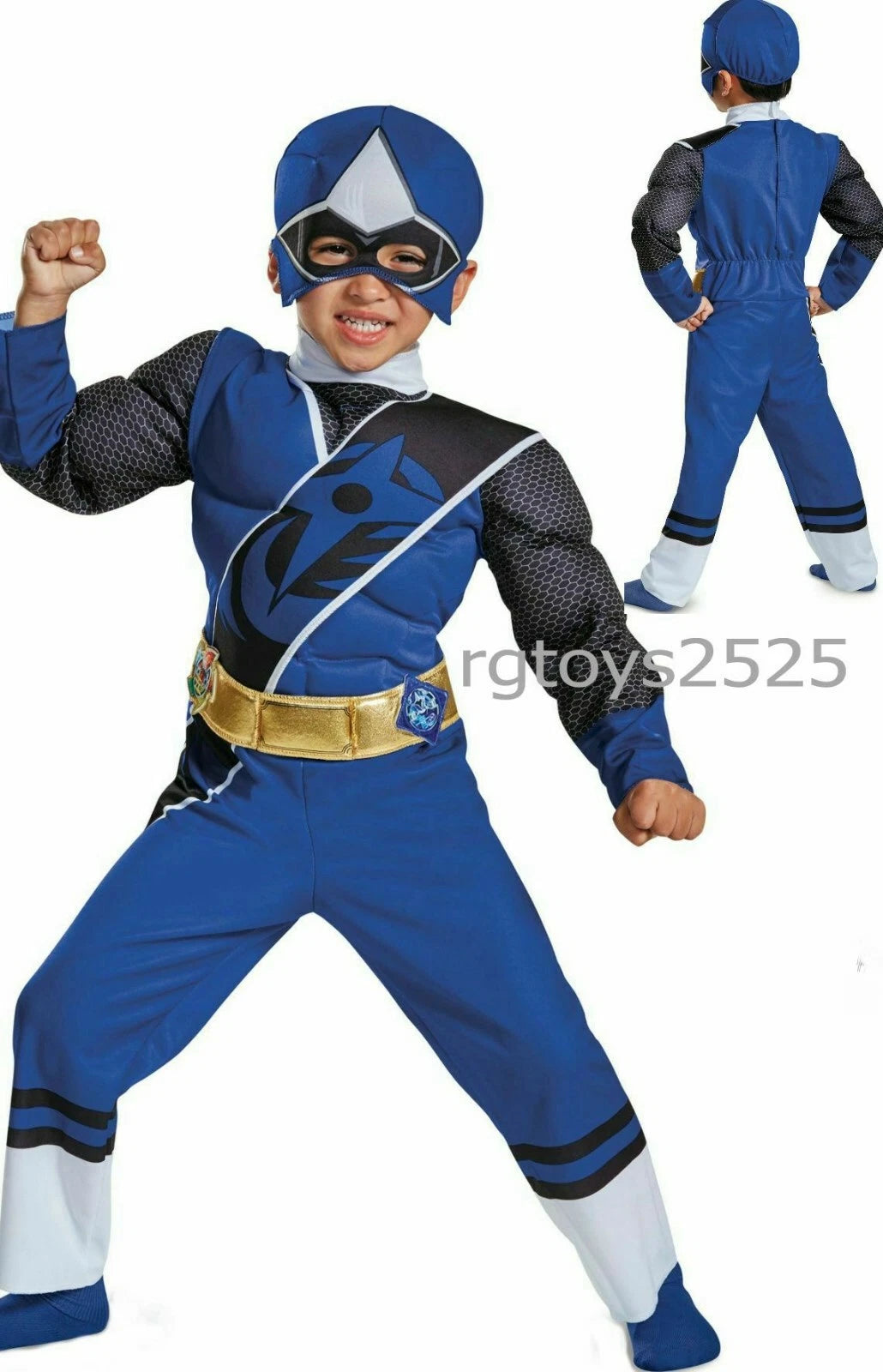 Power Rangers Ninja Steel Blue Toddler Muscle Costume New
