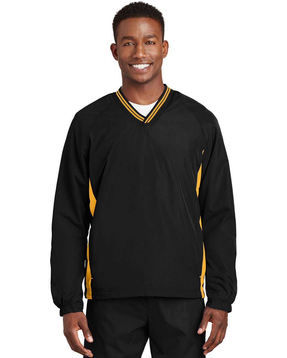 Sport-Tek Tipped V-Neck Raglan Wind Shirt. JST62