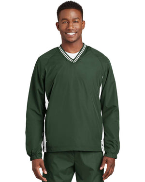 Sport-Tek Tipped V-Neck Raglan Wind Shirt. JST62