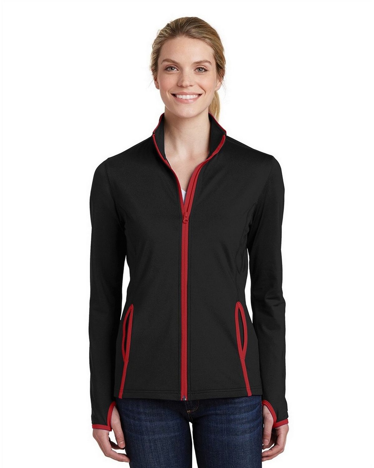 Sport-Tek LST853 Women's Sport-Wick Stretch Contrast Full-Zip Jacket