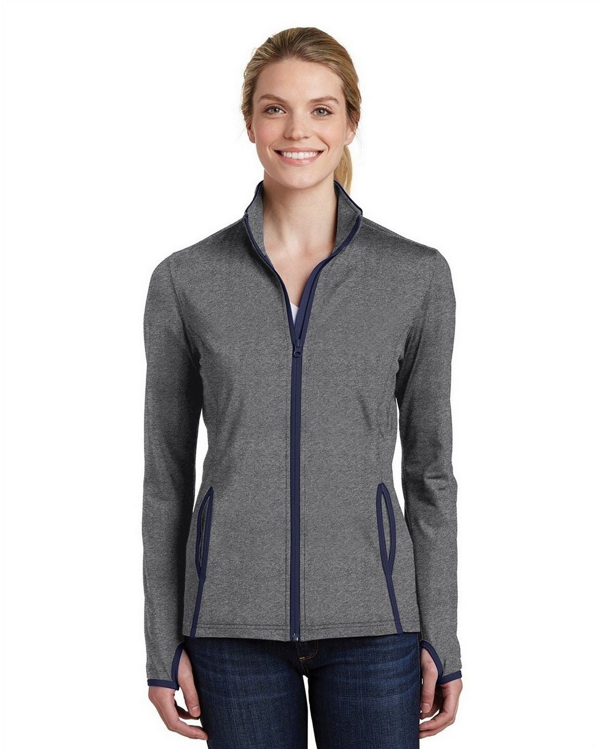 Sport-Tek LST853 Women's Sport-Wick Stretch Contrast Full-Zip Jacket