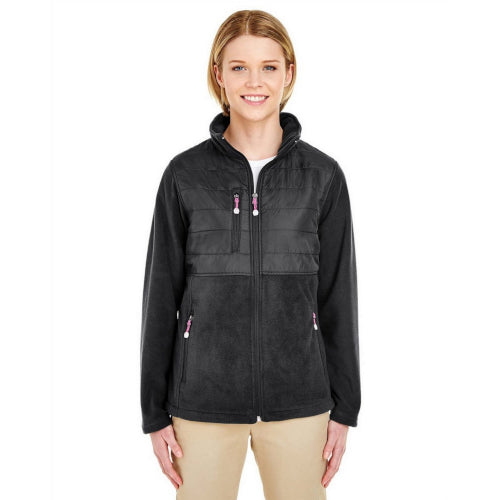 UltraClub Ladies' Fleece Jacket with Quilted Yoke Overlay - 8493