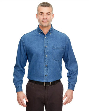 Ultraclub 8960 Men's Long-Sleeve Denim Shirt