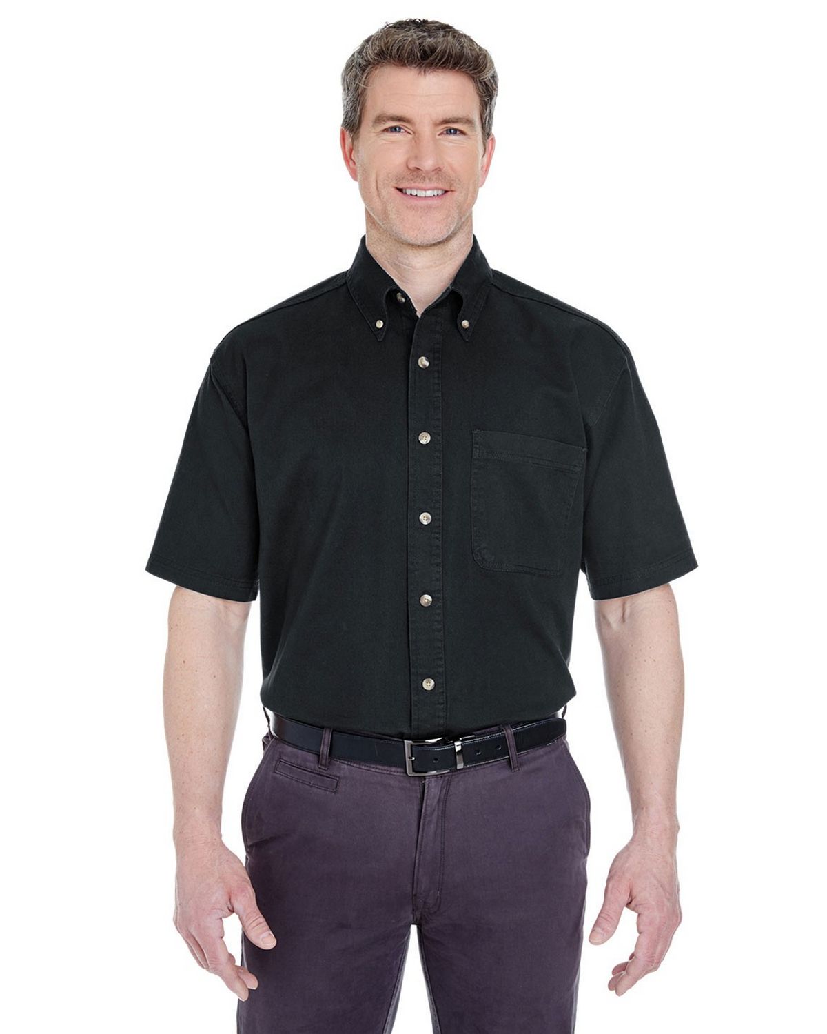 Ultraclub 8965C Adult Short-Sleeve Cypress Twill with Pocket