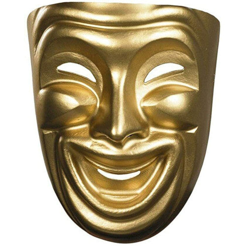 Comedy Gold Mask Plastic Happy Full Face Halloween