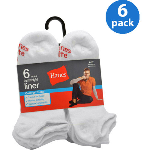 Hanes Mens ComfortBlend Liner Socks 6-Pack-913/6