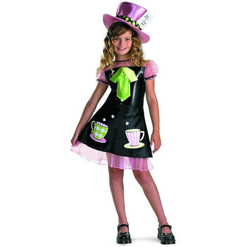 Mad Hatter Child Girls Costume Pink Sleeves & Petticoat Fancy Dress Disguise