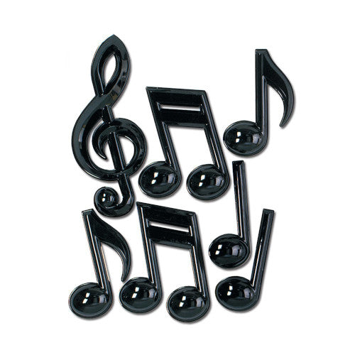 Beistle Black Plastic Musical Notes 13 inches-12 Pack
