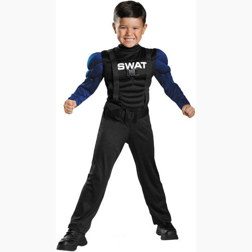 SWAT Officer Toddler Muscle Police Officer Fancy Dress Halloween Child Costume