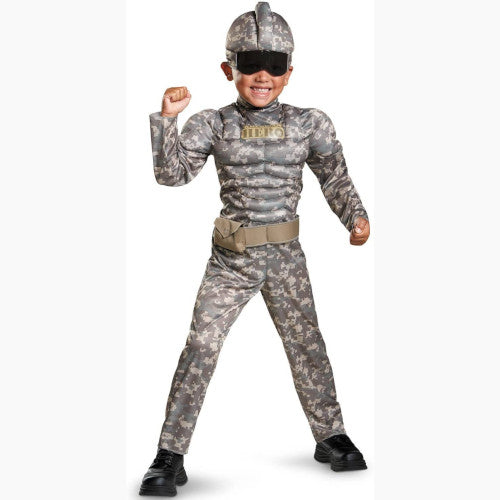 Toddler Boys American Hero Combat Warrior Halloween Muscle Costume