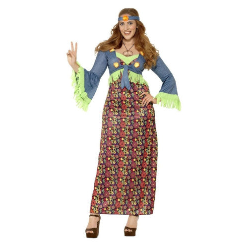 48" Green and Red 1960's Style Hippie Women Adult Halloween Costume