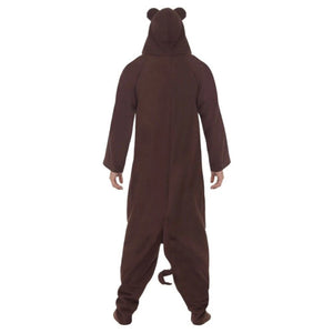 New Brown Fuzzy Monkey Unisex Hooded Jumpsuit Animal Costume