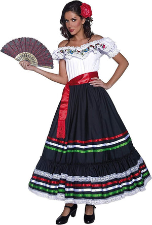 Smiffy's Women's Authentic Western Sexy Senorita Costume with Dress and Sash