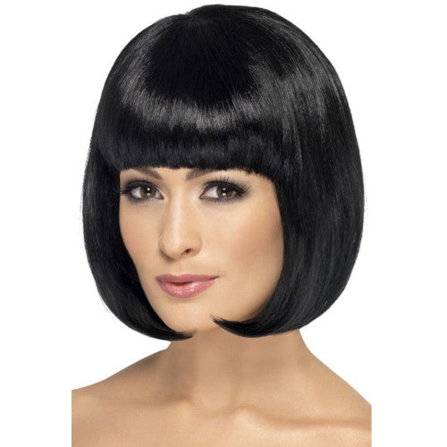 Smiffy's Costumes Women's Partyrama Black Short Bob Fringe Wig Costume Accessory