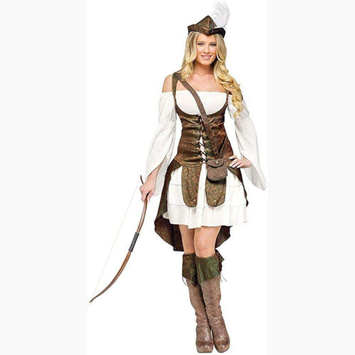 Robin Hood Adult Women's Costume Brocade Weskit Shoulder Fancy Dress