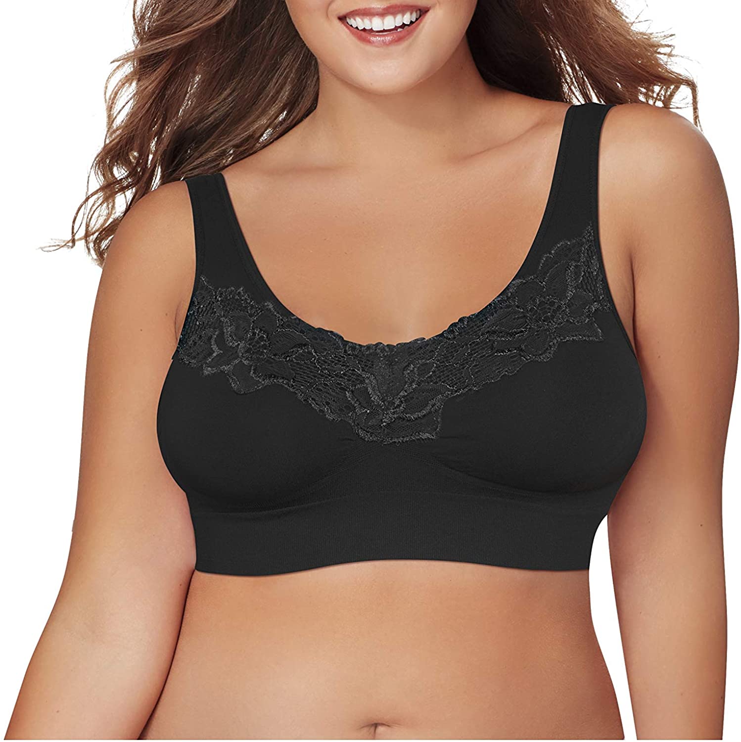 Just My Size Pure Comfort Wirefree Bra with Lace Trim & Back Close-1271