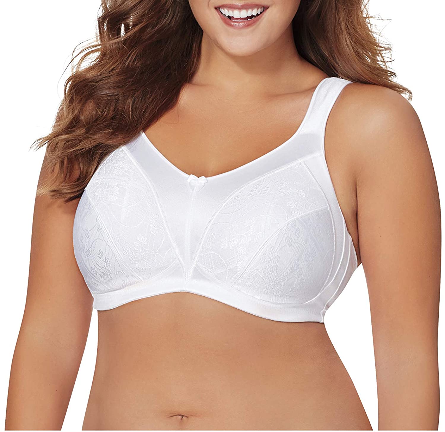Just My Size Satin Stretch Wirefree, White, 38D at  Women's Clothing  store: Bras