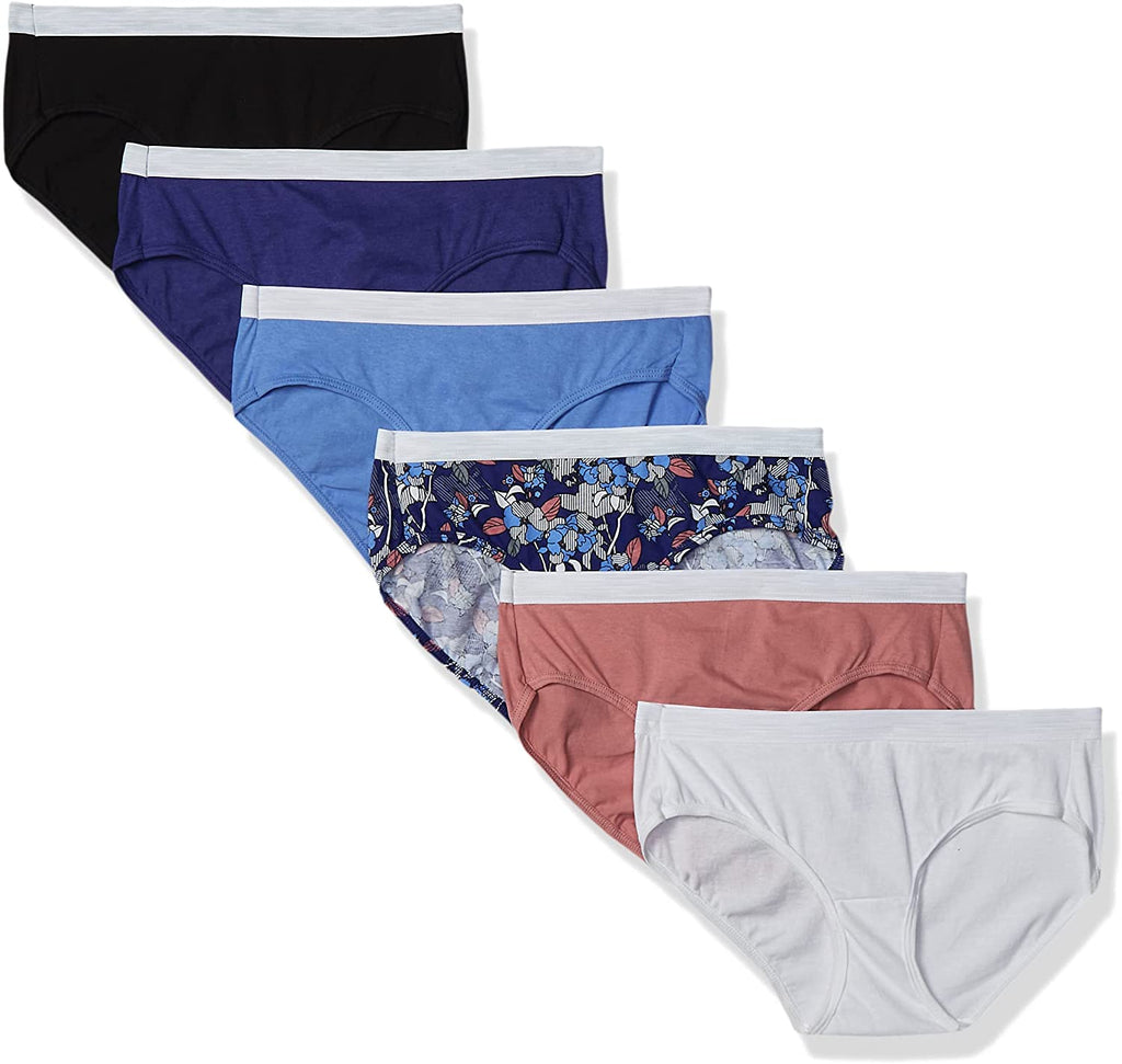 Hanes Cool Comfort Women's Cotton Hi - Cut Panties, 6 Pack - PP43WB