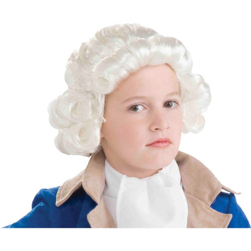 CHILD COLONIAL COSTUME White WIG Kids Boys Historical George Washington Judge