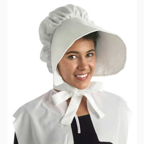 White Bonnet Colonial Pilgrim Quaker Amish Pioneer Hat