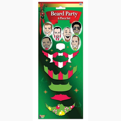 Christmas Designed Mens Adult Festive Holiday Costume Beard 6 Pack