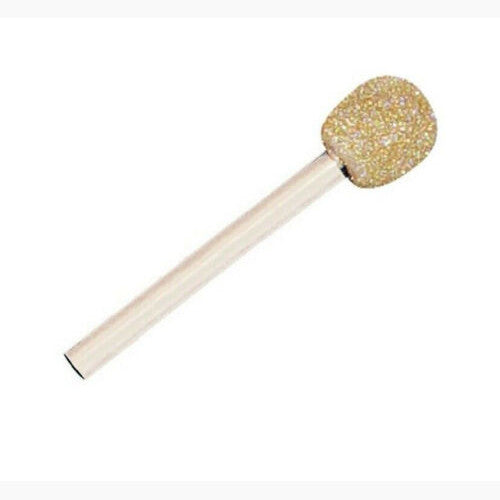 10" Plastic Rock Star Costume Gold Glitter Microphone Silver Handle