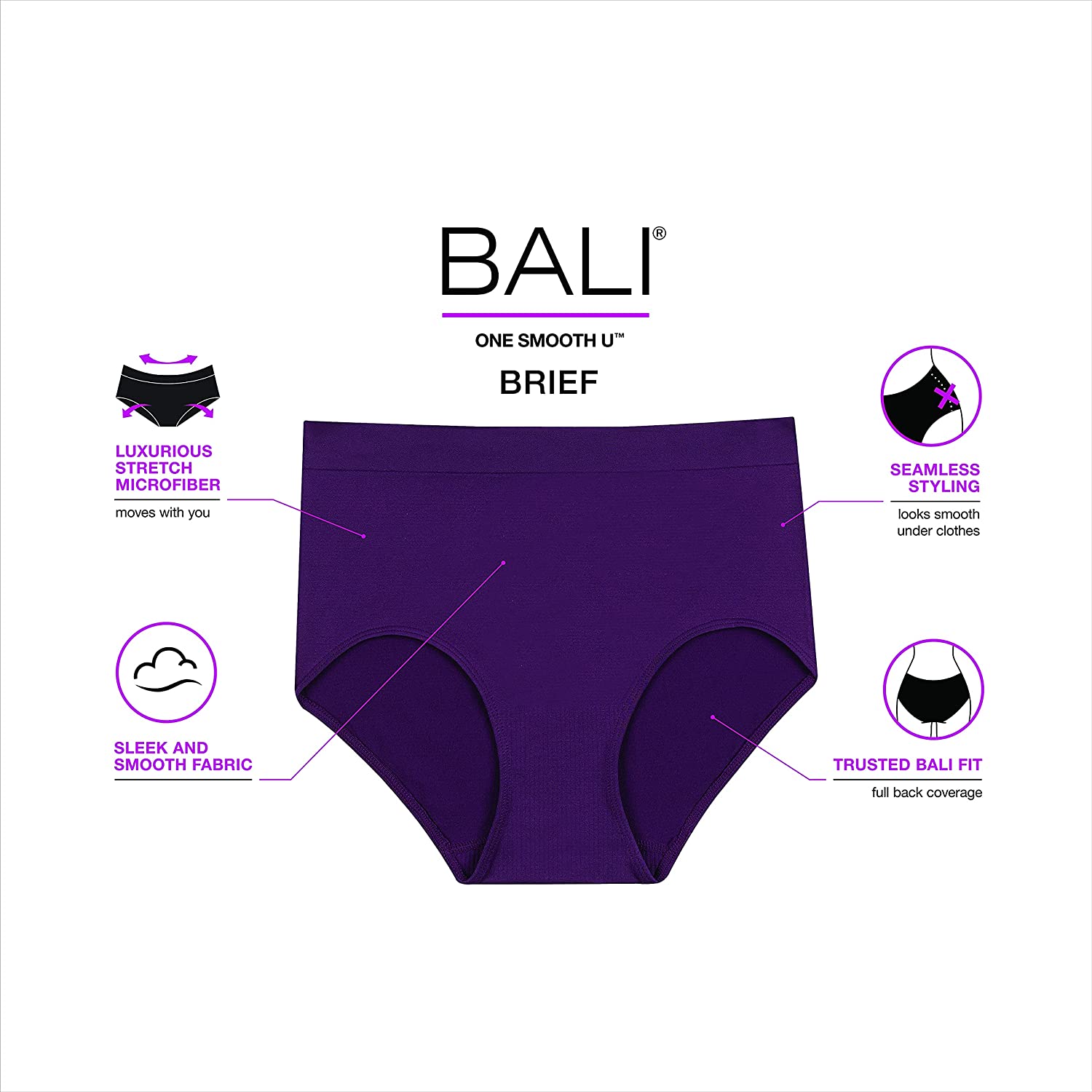 Bali Womens Skimp Skamp Panties, Smoothing Stretch Brief Underwear