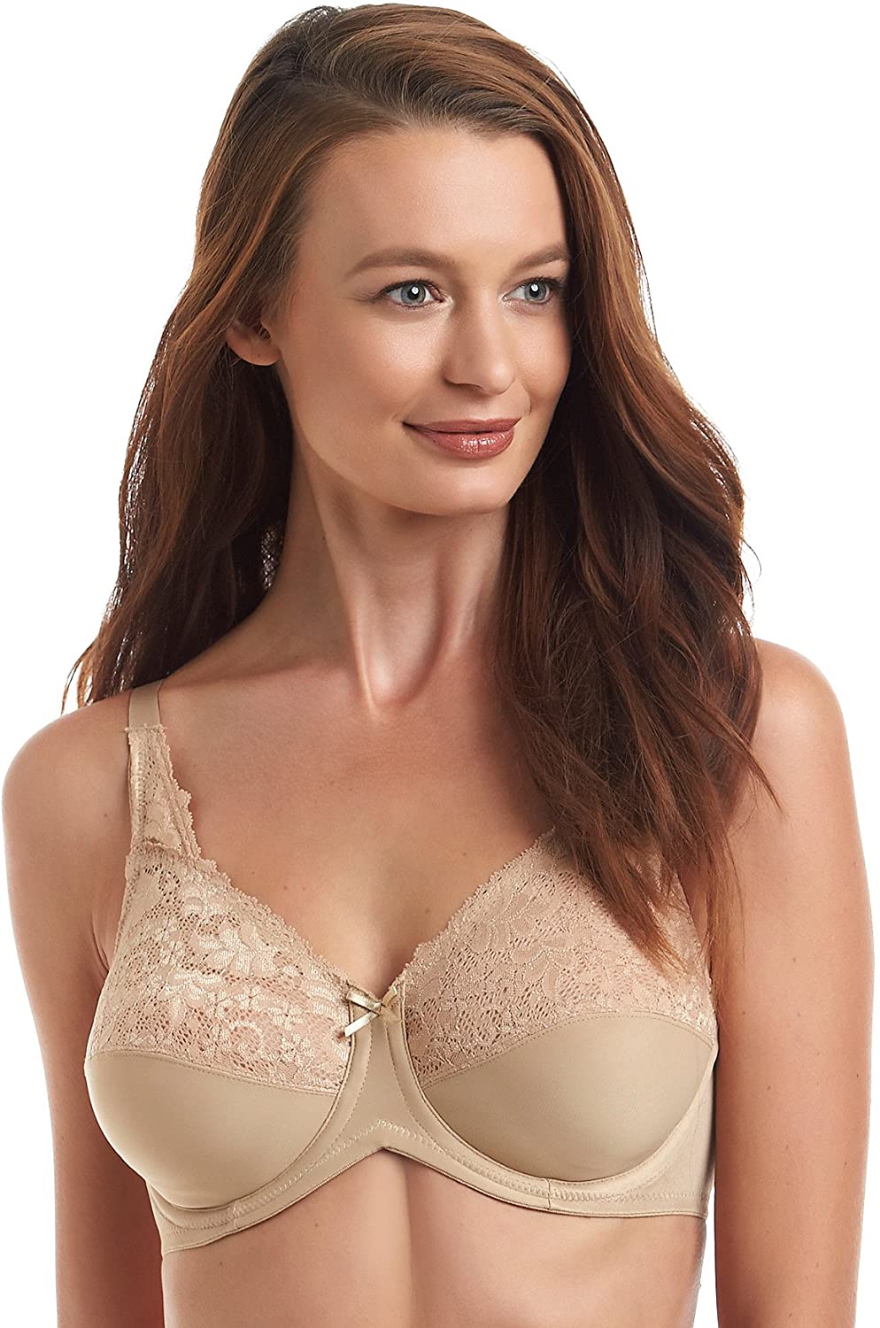 Lilyette by Bali Tailored Minimizer Bra With Lace Trim-428