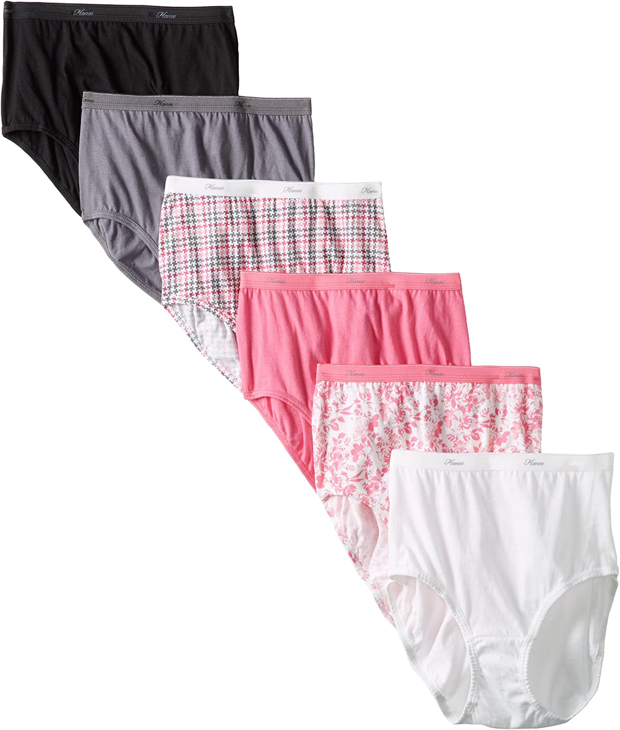 Hanes Women's No Ride Up Cotton Brief 6-Pack-PP40LC