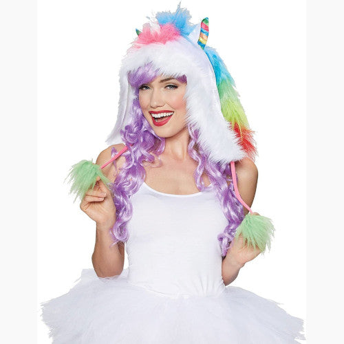 Unicorn Hood Rainbow Adult Costume Kit