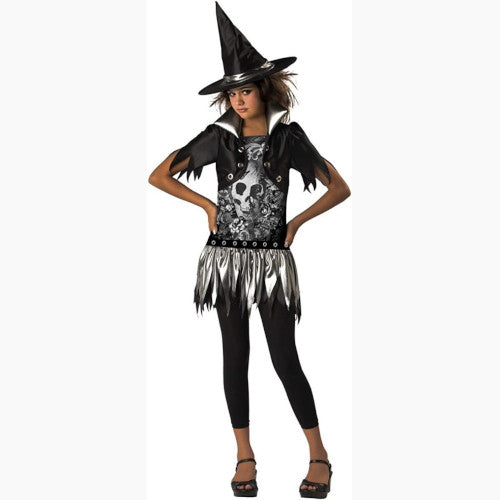 Tween Goth Witch Outfit Girls Punk Halloween Costume